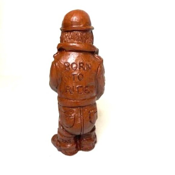 Vtg Red Mill Mfg Biker Bear "Born to Ride" on Jacket Faux Wood Made in USA - Picture 3 of 5